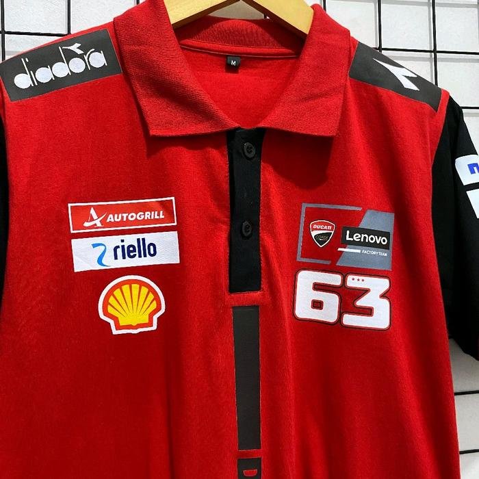 Kaos Polo Ducati Lenovo MotoGP Team Marquez 93 Bagnaia 63 Unisex