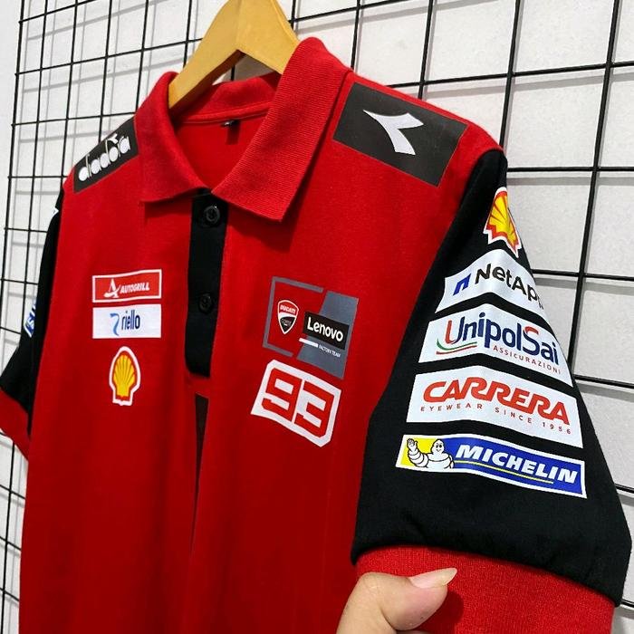 Kaos Polo Ducati Lenovo MotoGP Team Marquez 93 Bagnaia 63 Unisex