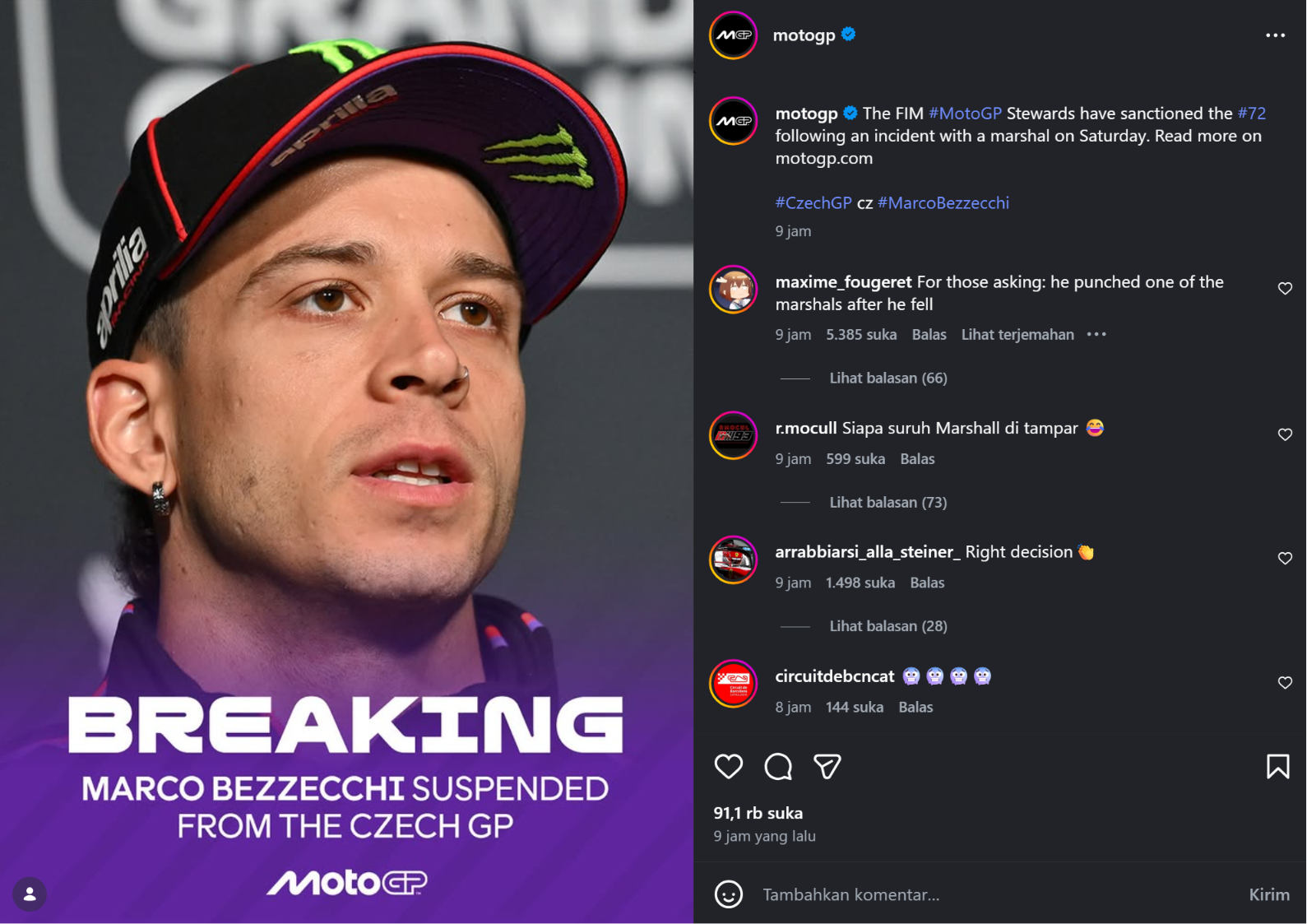 Fans Split Over Bezzecchi Ban After Czech MotoGP Incident