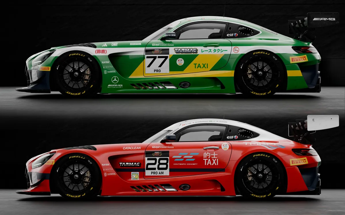 Mercedes-AMG Craft-Bamboo Runs Taxi-Themed Liveries at Suzuka