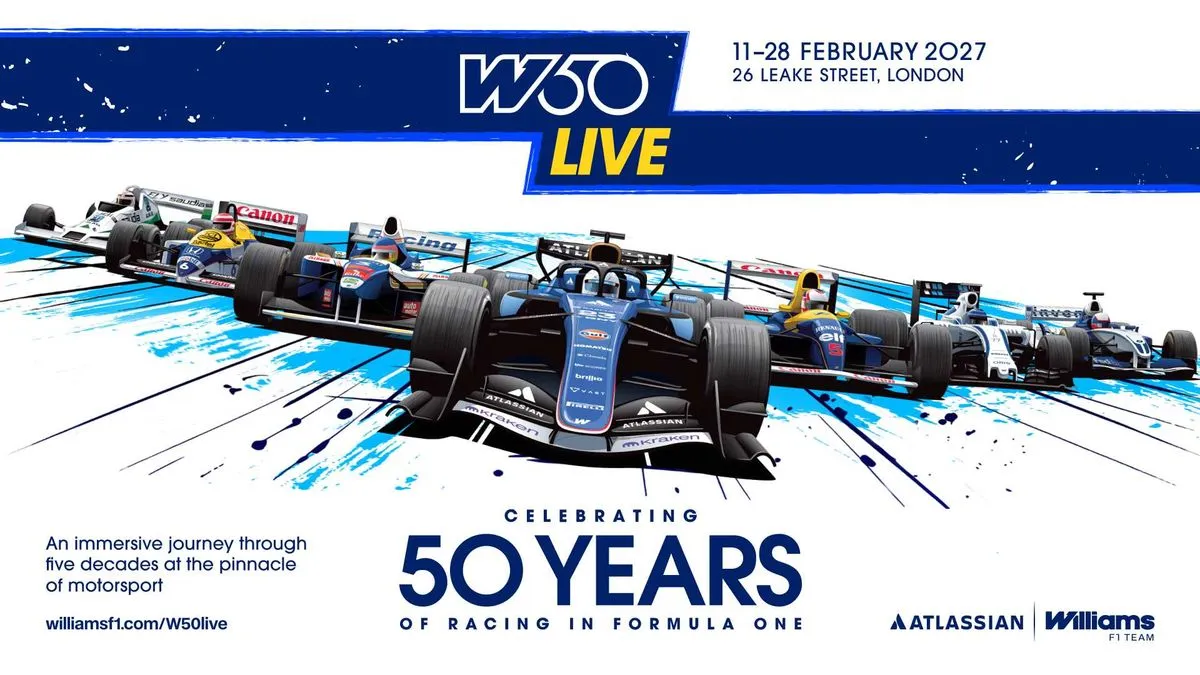 Williams Rayakan 50 Tahun di F1 dengan Pameran Spektakuler di London dan Sasis FW50
